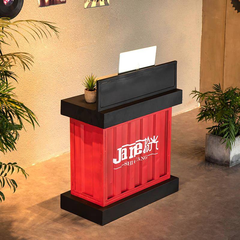 工业风火锅店吧台收银台店铺小型烧烤店前台接待台酒吧餐厅迎宾台