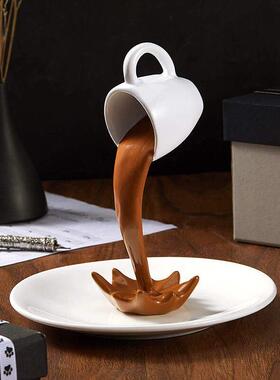 高档咖啡流水创意马克杯摆件房间装饰品艺术恶搞小摆件高级感小众