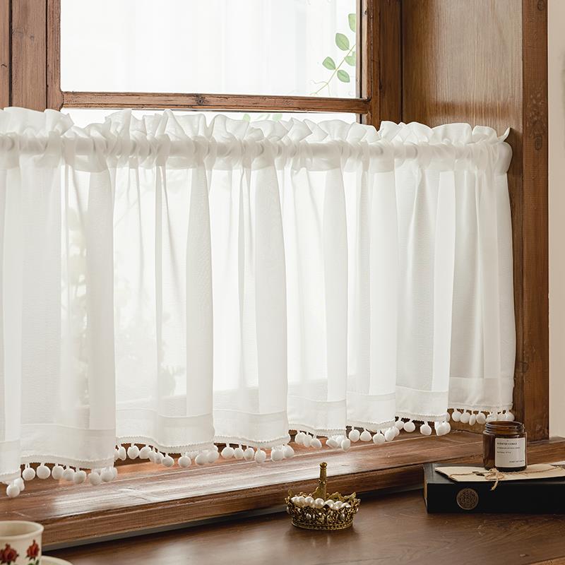 纱帘短帘小窗户短窗帘半帘门帘免打孔厨房卧室飘窗书柜遮挡遮丑帘