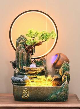 假山流水喷泉客厅桌面循环水招财风水轮办公室生财装饰水景小摆件