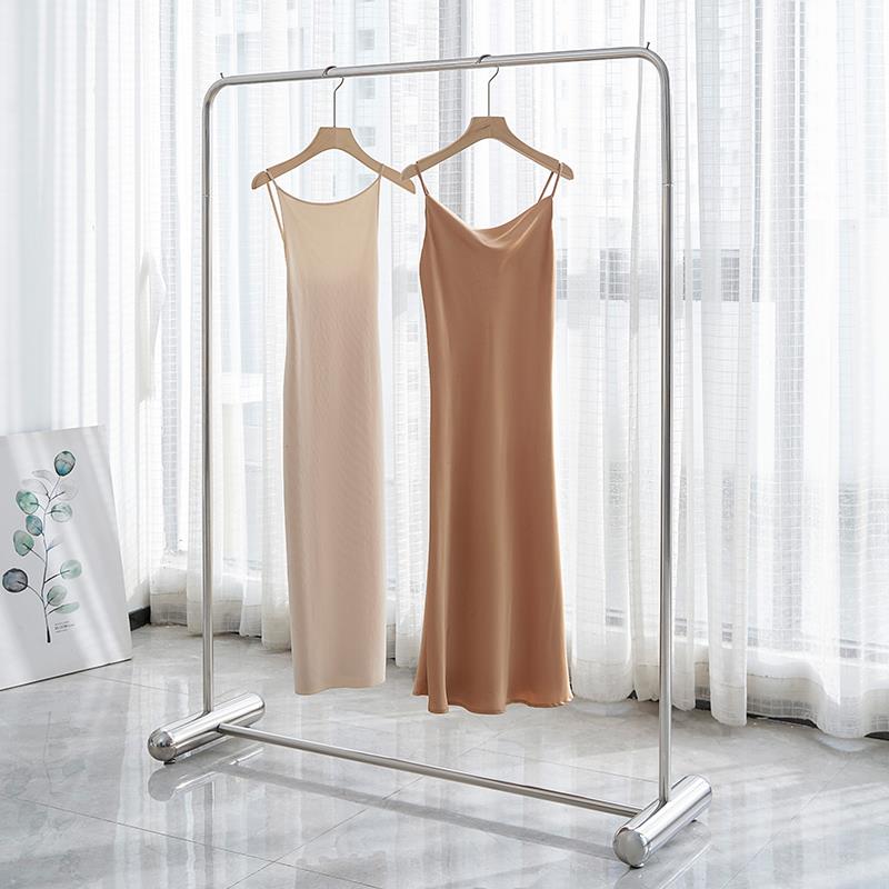 服装店货架展示架镜面不锈钢女装店橱窗拍照货架大管子中岛挂衣杆