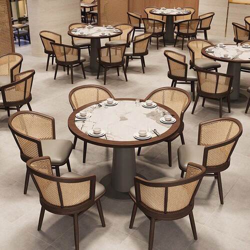 咖东茶南亚主厅题餐厅餐桌椅商用港式楼饭店啡厅西餐编946藤卡座