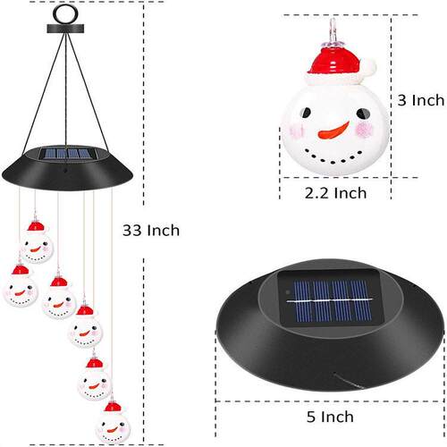 亚灯马逊太阳能雪人风铃LED院圣诞氛灯围灯七彩变庭色WOJ防水户外