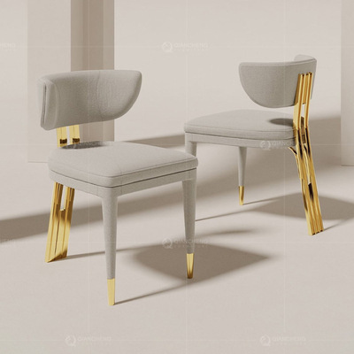 意大利轻奢不锈钢餐椅高