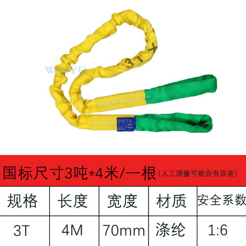 柔性吊装带彩色涤纶双扣耳吊绳起重工业帆布尼龙国标圆形235吨/米