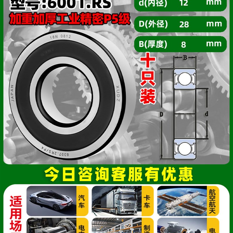 进口轴承型号大全高速6000 6001 6002 6003 6004 6005 6006RS