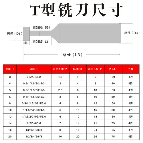60度钢用T型立铣刀整体钨钢涂层T型槽刀34568102141620CNC数控