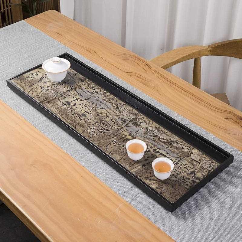 天然乌金石茶盘整块家用简约轻奢高档办公室新中式国化石排水石头