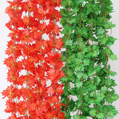 红色枫叶藤条绿叶仿真花植物装饰假花塑料花管道遮挡吊顶藤蔓