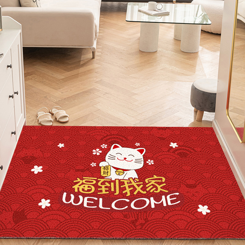 速发中式入门门地垫出入平安进门家用户垫地圈门口脚垫红色玄关丝