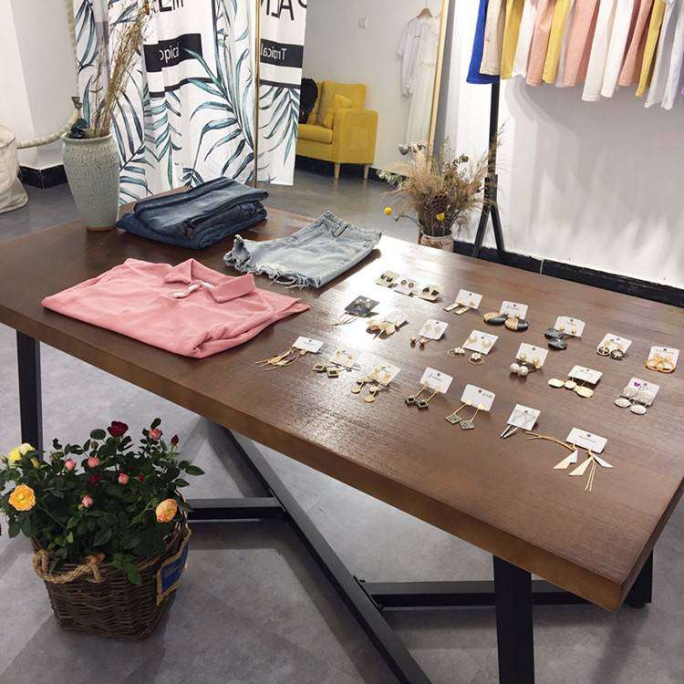 速发长装店实木展古桌展示台服方形桌子鞋包展示架复示实木中间流