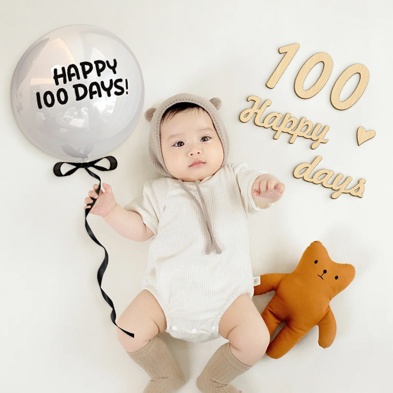 速发满宝宝百天气球拍照道具背饰布龙新生婴儿男月在家布置装景10