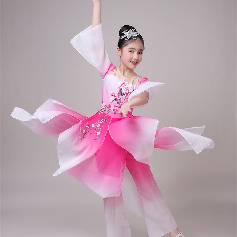 现货速发儿童古典舞演出服中国风童飘逸少儿表演秧歌民族舞蹈扇子