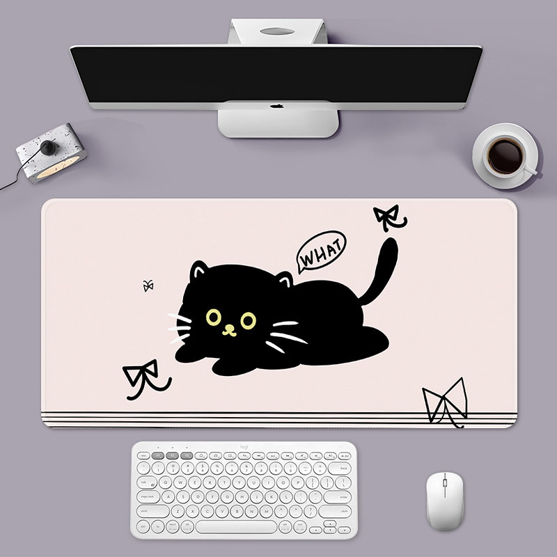 速发可爱黑猫插垫垫橡胶新款锁边滑鼠画室公办电脑垫学习桌垫