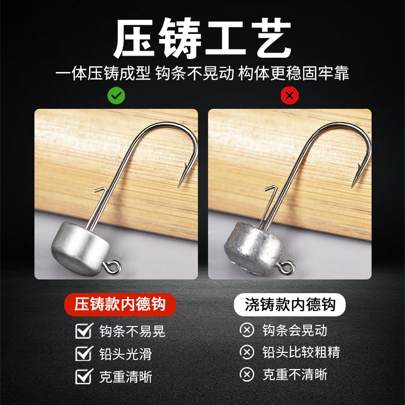 现货速发路亚内德铅头钩防挂底微物小克重加强大钩门翘嘴假饵软饵