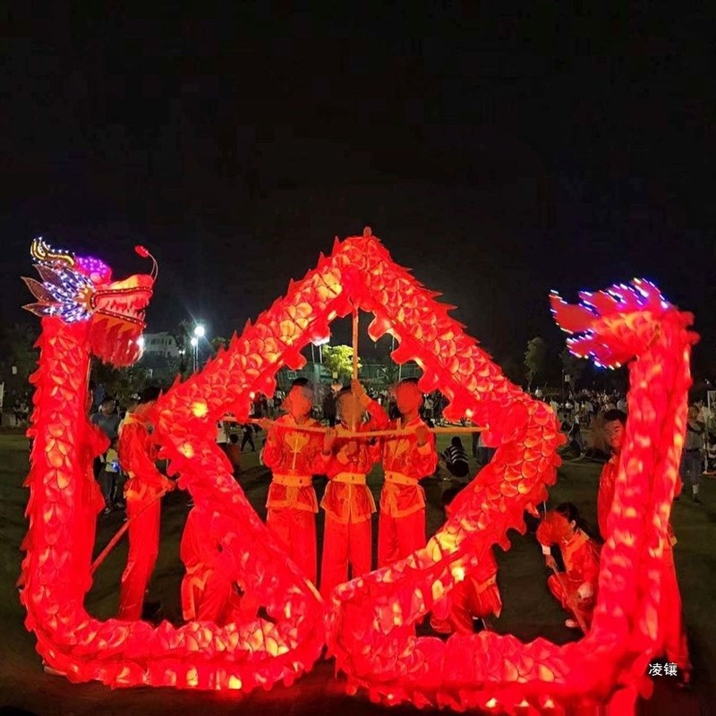 速发舞龙发灯七彩龙灯彩色灯光闪光龙光国节烫金绸布标日舞龙电子