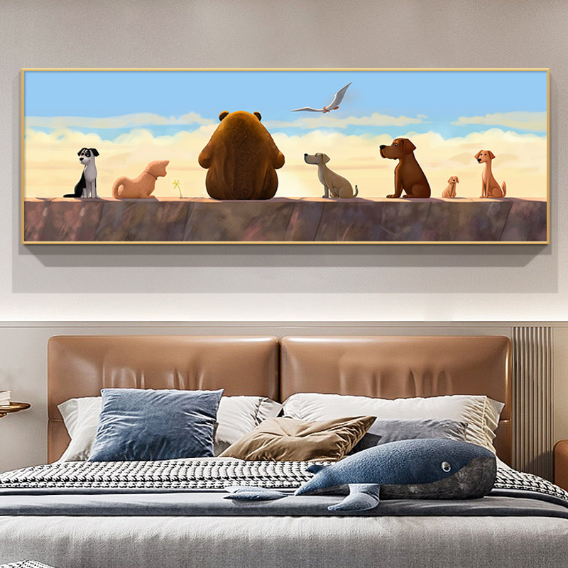 速发可爱动物画影客厅装饰画沙发背景墙挂头高档轻奢卧室床背壁画