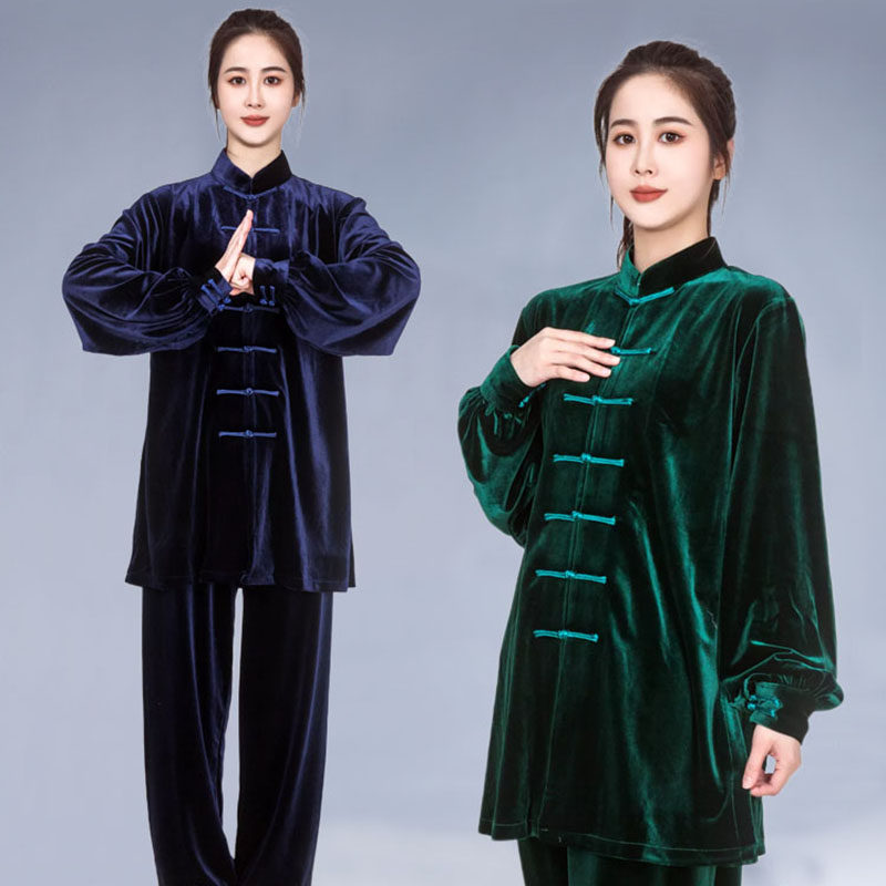 速发新款南季太极冬练功服拳韩绒比赛服装秋冬加厚保暖金丝绒太极