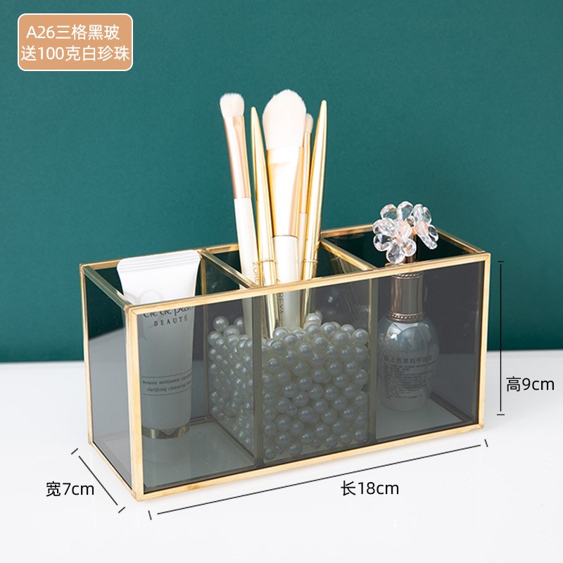 速发可批轻奢黑色收璃化妆刷美纳筒桌面玻妆刷子笔刷桶梳子收