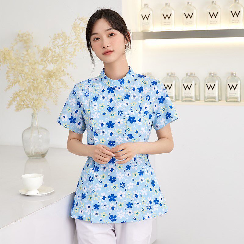 现货小碎花护士服夏季分体套装月嫂E上户养老院护理员护工工作服