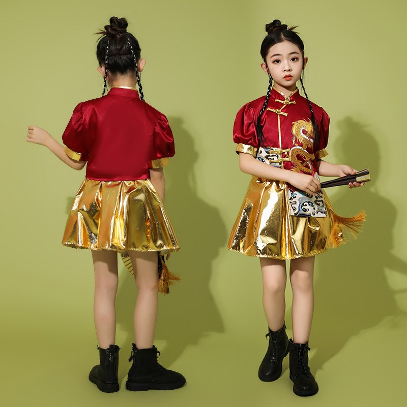 现货速发六一国潮表演出服装儿童龙年中国风武术服套装男童少儿爵