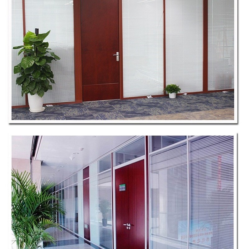 速发2021武单钢化玻o璃高隔汉墙双层中空带百叶办公室隔墙断玻磨