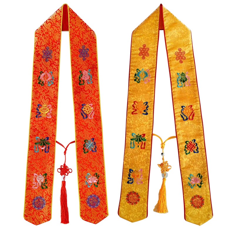 速发佛宾用品暗修绣品法会飘带许愿带贵具绶带禅花面料八吉祥法会