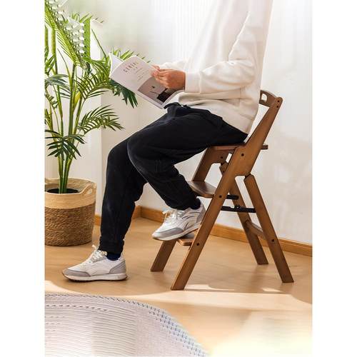 可折叠梯凳楠竹家用便携登高凳两用凳子靠背小型厨房多功能爬高凳