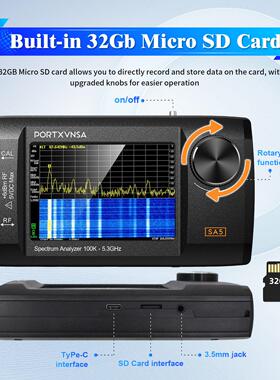 Sa5多功能手持式频谱分析仪4英寸Ips液晶100K-5.3Ghz信号发生器