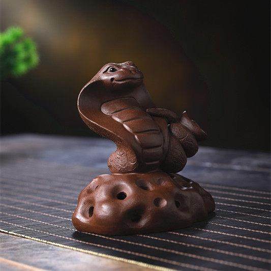 腰缠万贯生肖茶宠紫砂蛇摆件精品可养原矿手工雕塑茶盘创意小茶玩