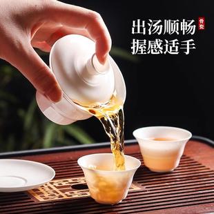 潮汕工夫茶具薄胎骨瓷茶杯茶碗盖碗品茗杯个人杯陶瓷家用主人杯