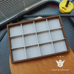 12格胡桃木纹无盖首饰收纳盒手镯文玩手串核桃手錬手表饰品展示盘