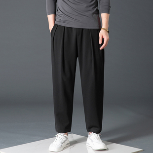 裤料款宽松运动内弹力四季裤萝卜休闲裤九分男士抽绳百搭小脚哈伦
