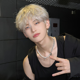 速发假发男短发生天薄款 杨多余微分头盖奶白金色男夏蓬松全碎套式