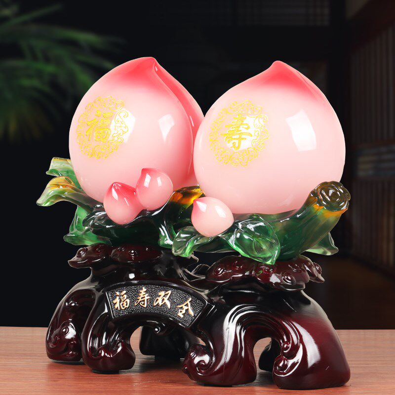 速发福寿双全寿桃祝寿摆件客厅家居装饰品送爷爷奶奶老人长辈生日