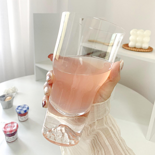 速发富士山杯宽口玻璃果汁杯杯观山子大量容苏打气泡水杯高颜值冰