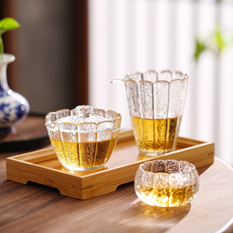 速发室宫莲花玻璃茶具泡茶套装家用功夫茶杯故碗办公盖泡茶器茶壶