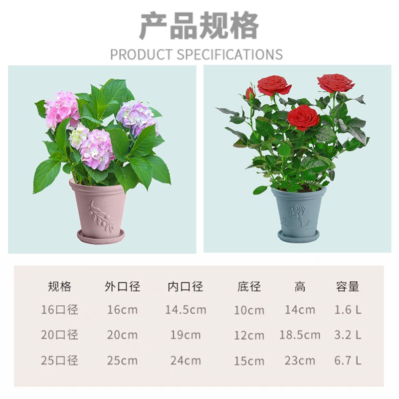 速发红陶花盆北欧简约新款客厅家用陶盆带托盘高级感蝴蝶兰花花盆
