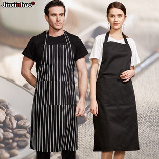 速发厨师工作服馆裙纯棉房加长款厨男西餐厅咖啡围挂脖全身围裙