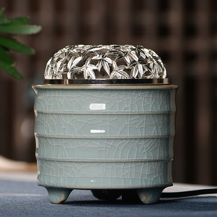 速发瓷泉定时调温电香炉加龙青瓷香薰炉电子沉香精油插电木粉助眠