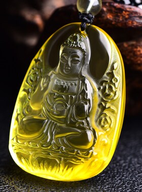 速发礼物黄水晶阿弥佛菩萨守护神项链本命佛吊坠生肖属狗猪男