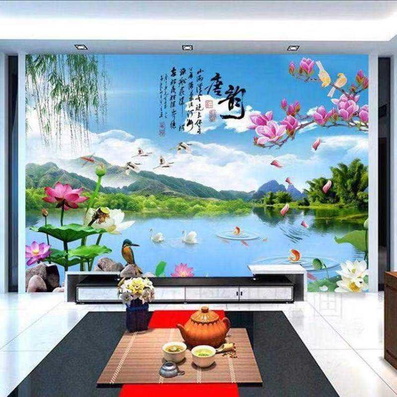 速发8D立体现代简约竹林家和客厅电视背景墙壁画卧室壁纸影视墙纸