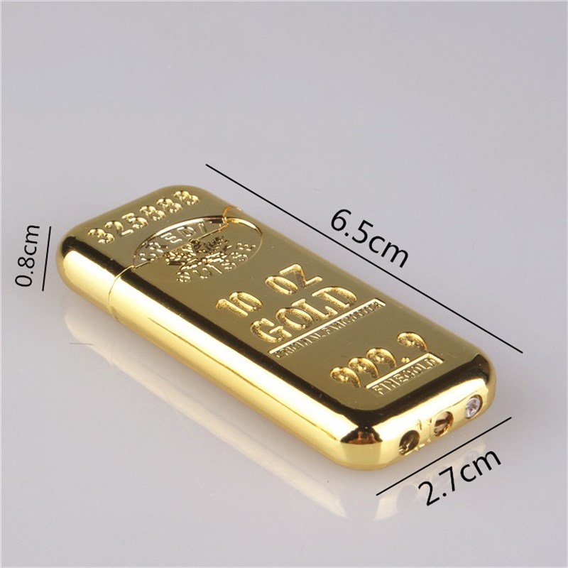 速发超薄火机复古金条创意金块气体充气个性火石砂轮老式