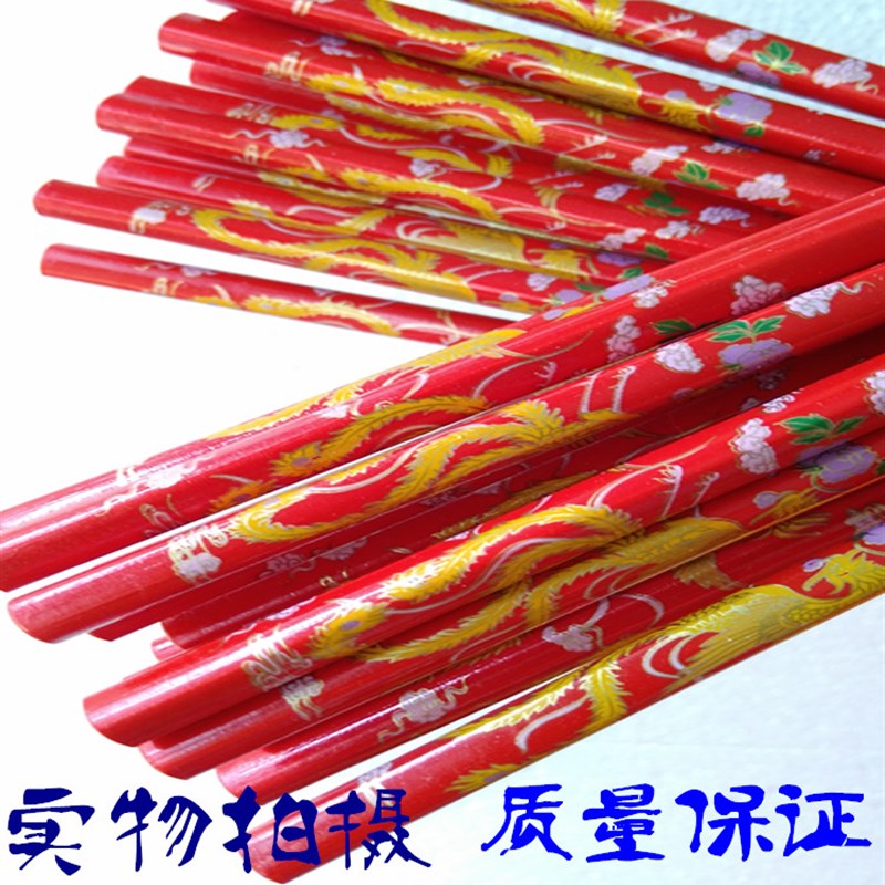 速发现货  蒙古族广场舞蹈道具手拿成人筷子规格24厘米红长绸45cm