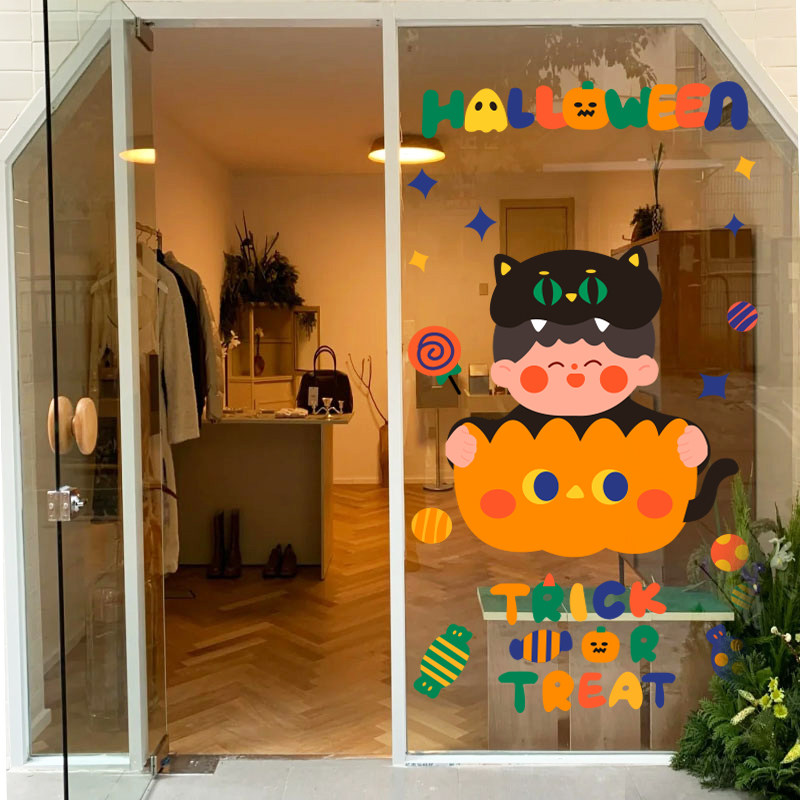 速发圣节装饰品玻璃门贴纸V吧场餐厅酒商店铺气氛布置静电墙贴画