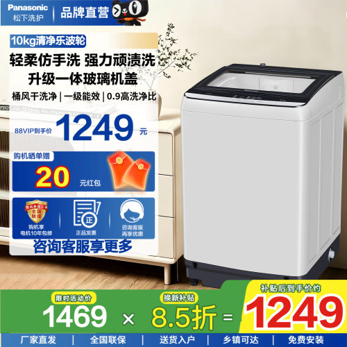 松下10kg清净乐波轮洗衣机8KA2