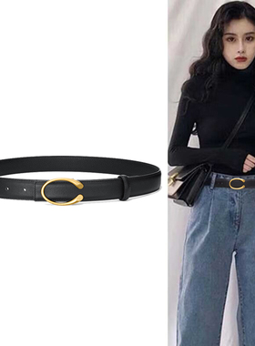 Concise Kite头层牛皮真皮皮带腰带女士2025新款牛仔裤带高级装饰