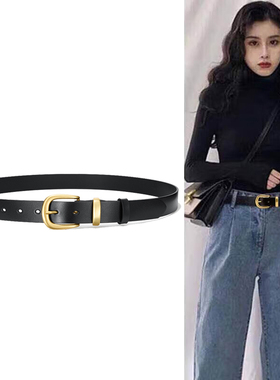 Concise Kite头层牛皮真皮皮带腰带女士2025新款牛仔裤带高级装饰