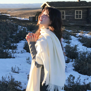 新年礼物Concise Kite纯羊毛围巾女冬季保暖围脖生日冬天送女生