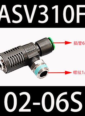 SMC型快速消声排气节流阀ASV310/410/510F-01/2/3-06/8/10/12气动